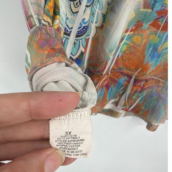 Unity World Wear Boho Sequin Top Sz 3X Y2K Paisley Festival Southwest Hippie - Picture 10 of 11